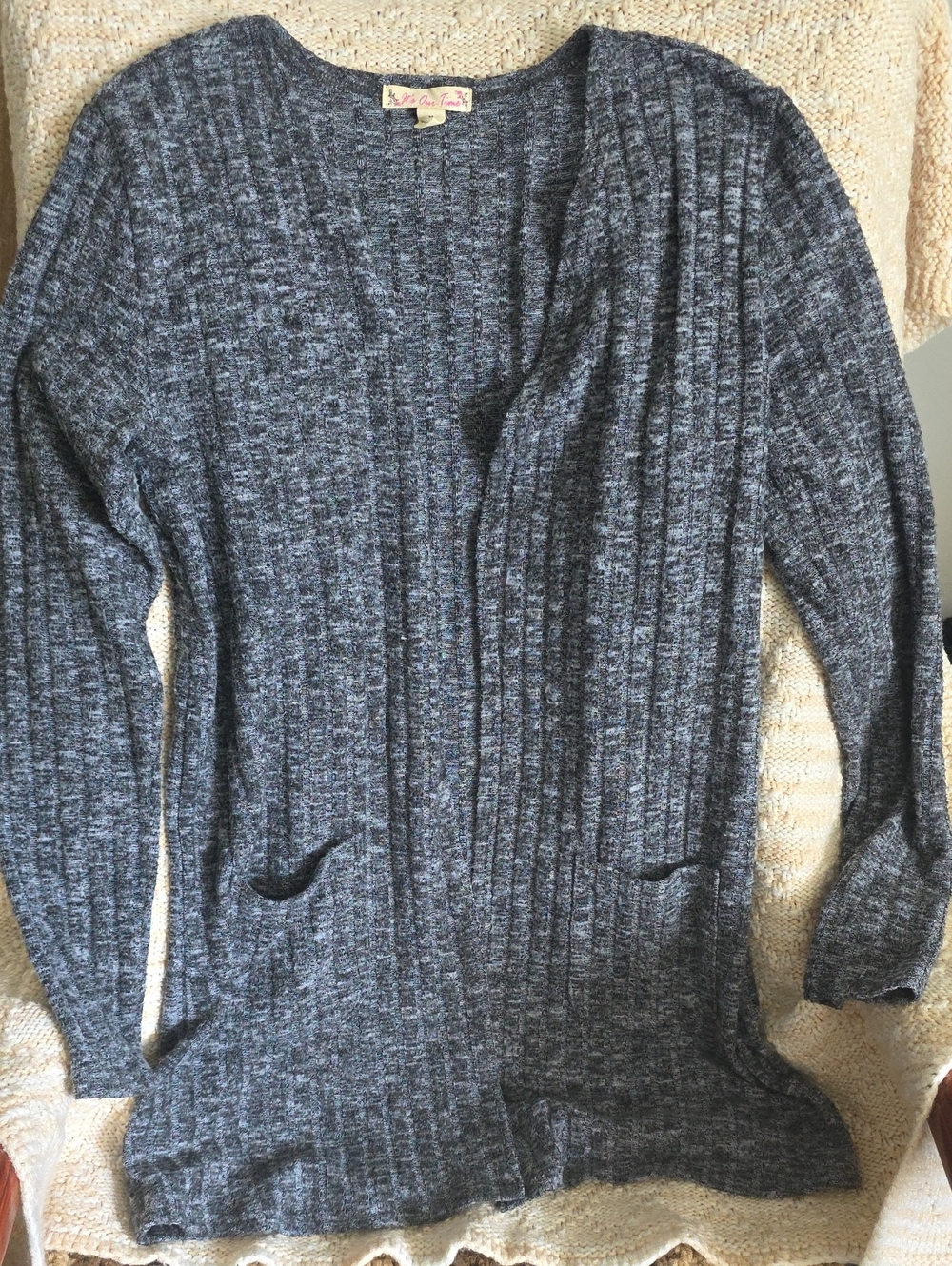 It's Our Time Women's Ribbed Open-Front Cardigan - Charcoal Gray